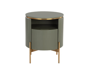 Sunpan PALOMA Sage Green Sculptural End Table with Gold Accents - Modern Elegance for Any Space 110397
