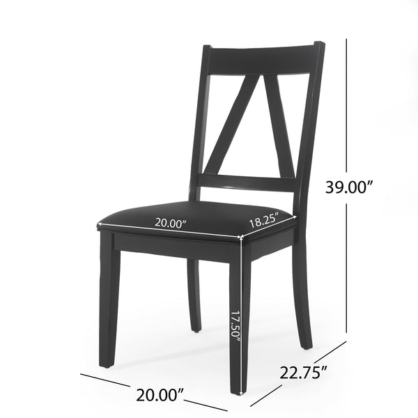 English Elm Christopher Knight Home® - DINING Chair Set Black Fabric Upholstered Rustic Rubberwood Frame Farmhouse Style Comfortable Seating Elegant Design 69002.00BLK