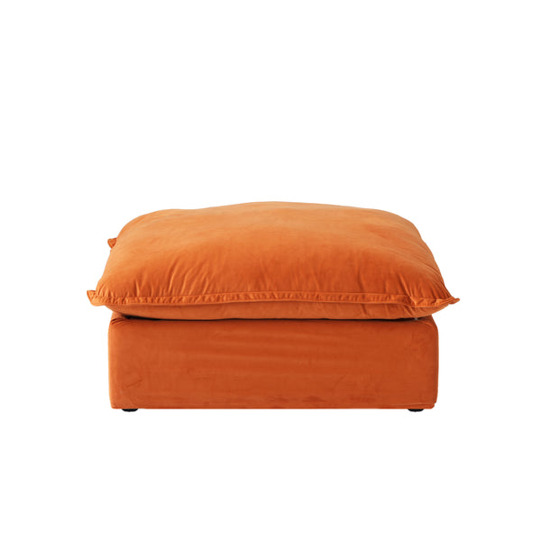 English Elm Sky Cloud Sectional Sofa with Cloud-Like Comfort, Modular L-Shaped Velvet Seating, Removable Covers, Storage Ottoman Orange B341S00020