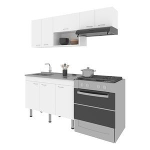English Elm El Capitan Modular Kitchen Cabinet Set with Open Shelving and Heat Resistant Work Surface B128S00196