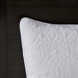 JLA Home Madison Park - 3 Reversible Bedspread Set with Quilted Stitch Texture, Oversized Drape, Antimicrobial Soft Cotton Fill White MP13-6129
