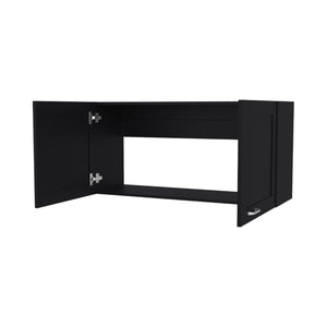 English Elm Fm Furniture Nakya Matte Black Wall Cabinet Open Shelf Modern Kitchen Storage B128P293888