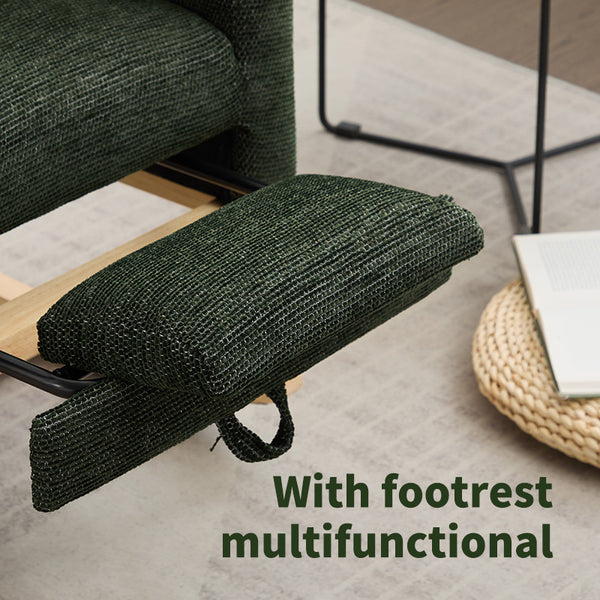 English Elm Modern Accent Rocking Chair With Solid Wood Legs, Cozy Footrest, And Stylish Side Pocket For Relaxation W2725P276959