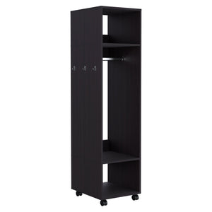 English Elm Armoire With Full-Length Mirror, 3 Spacious Shelves & 4 Rolling Wheels For Stylish Storage Solutions B097P250843