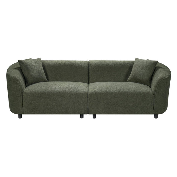 English Elm 87" Curved Boucle Sofa Sculptural Low Profile Design for Contemporary Living Rooms N767P354840A