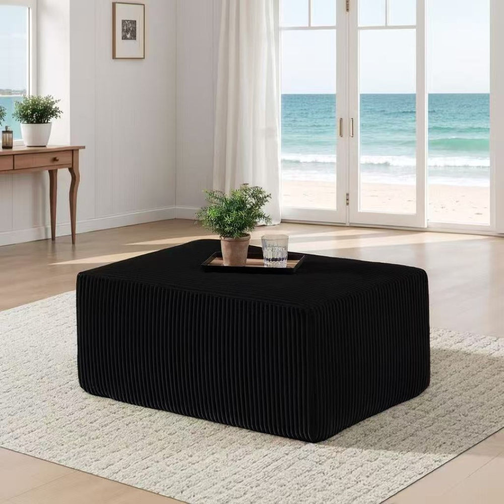 English Elm Full Corduroy Upholstered Ottoman Low Profile Footrest for Relaxed Living Room Seating B2748P437022