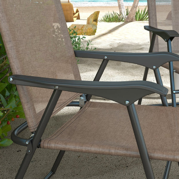 English Elm Outsunny Folding Patio Chairs Set Of 4 - Comfortable, Portable Camping Chairs With Armrests & Cup Holders W2225P174091-GIGA