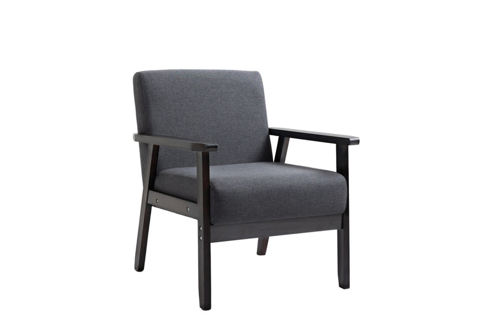 English Elm Bari Mid-century Modern Accent Chair Linen Upholstery Espresso Wood Arms Compact B2749P413364