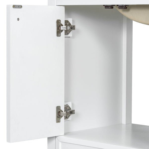 English Elm 36" Solid Pine Bathroom Vanity with Ceramic Sink 4 Soft Close Drawers Vintage Style White N759S293646K