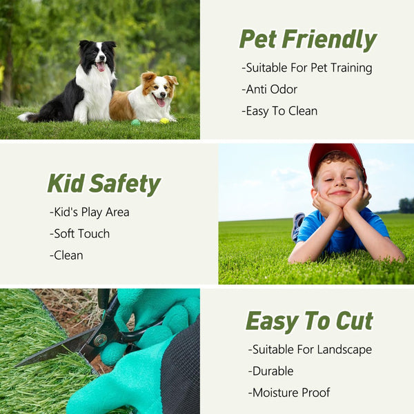 English Elm Realistic Polypropylene Turf Rug Dense Blades Drainage Backing Patio Pet Safe W2896P429775