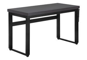 English Elm Computer Desk, Adjustable Height 29.5"-48", Sleek Grey Laminate & Black Metal For Modern Workspaces B2710P219895