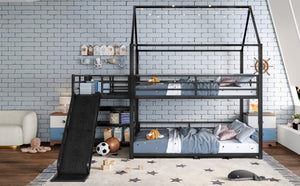 English Elm Twin House Bunk Bed with Slide Storage Stairs and Safety Rails for Kids Rooms W1580S00649