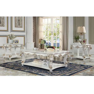 English Elm Antique Pearl End Table With Elegant Scroll Design And Storage Shelf For Vintage Living Spaces B062P209125