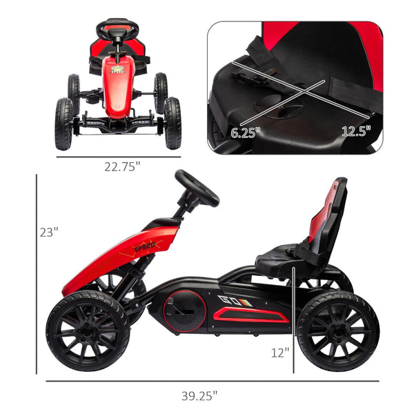 English Elm Aosom Kids Pedal Go Kart Sporty Ride on with Adjustable Seat and Eva Wheels W2225P229168