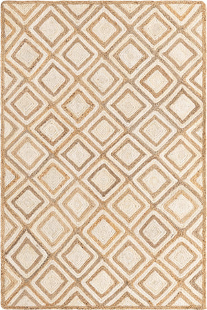 Unique Loom Braided Jute Bengal Hand Braided Geometric Rug Natural, Ivory 5' 1" x 8' 0"