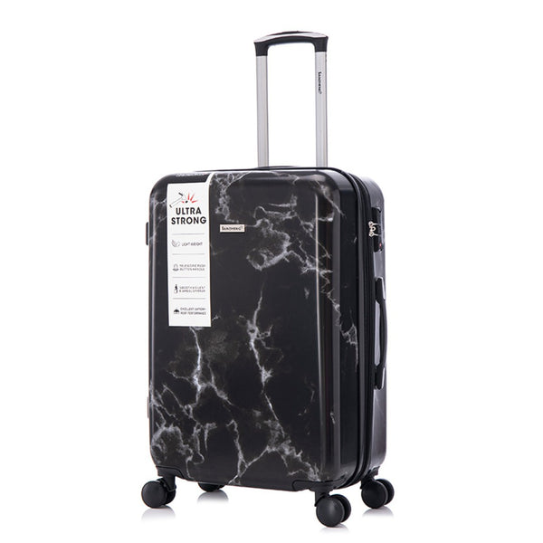 English Elm 3-piece Polycarbonate Hardshell Luggage Set with Swivel Wheels and Combo Lock Black T3292P316965