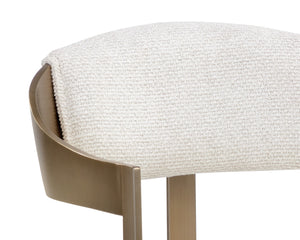 Sunpan Beaumont Ultra Contemporary Dining Armchair with T-Shaped Back and Stylish Tapered Arms Design Antique Brass / Rhea Light Barley