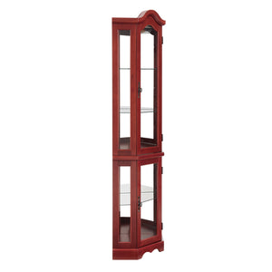 English Elm Lighted Corner Curio Cabinet - Elegant Cherry Display Case With Adjustable Shelves & Integrated Lighting W1758P294650