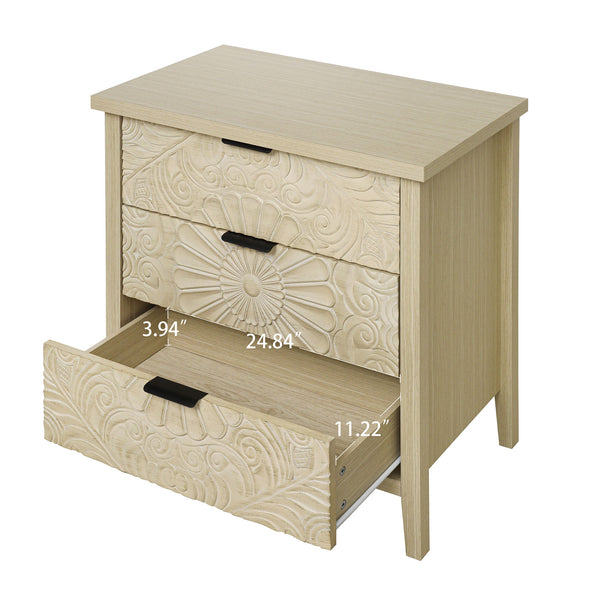 English Elm 3 Drawer Cabinet - Stylish & Versatile Storage Solution For Bedroom, Living Room, Or Study Decor W688P225270