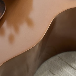 English Elm 50 Inch Sculptural Fiberglass Coffee Table Ready to Use Focal Point for Modern Living Rooms Brown W876P452390