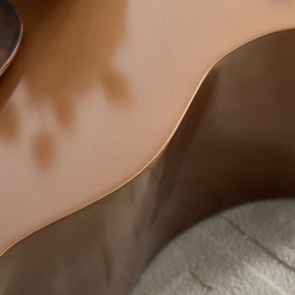 English Elm 50 Inch Sculptural Fiberglass Coffee Table Ready to Use Focal Point for Modern Living Rooms Brown W876P452390