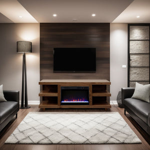 English Elm Laurel Canyon 65" Fireplace Tv Stand For Tvs Up To 75" - Oak Bourbon Finish With Electric Insert B108P292277