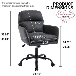 English Elm Artificial ergonomic PU leather office chair with high-density foam, stain-resistant, adjustable height support and modern minimalist design for home and workspace comfort Black W2311P282367