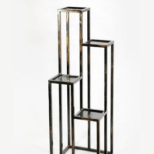 English Elm 47.25" Elegant 4-Tier Black And Gold Cast Metal Plant Stand For Stylish Indoor/Outdoor Display B072115993