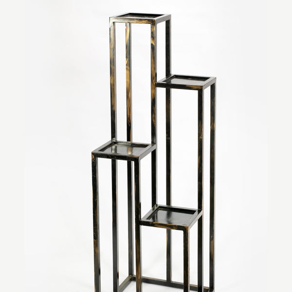 English Elm 47.25" Elegant 4-Tier Black And Gold Cast Metal Plant Stand For Stylish Indoor/Outdoor Display B072115993
