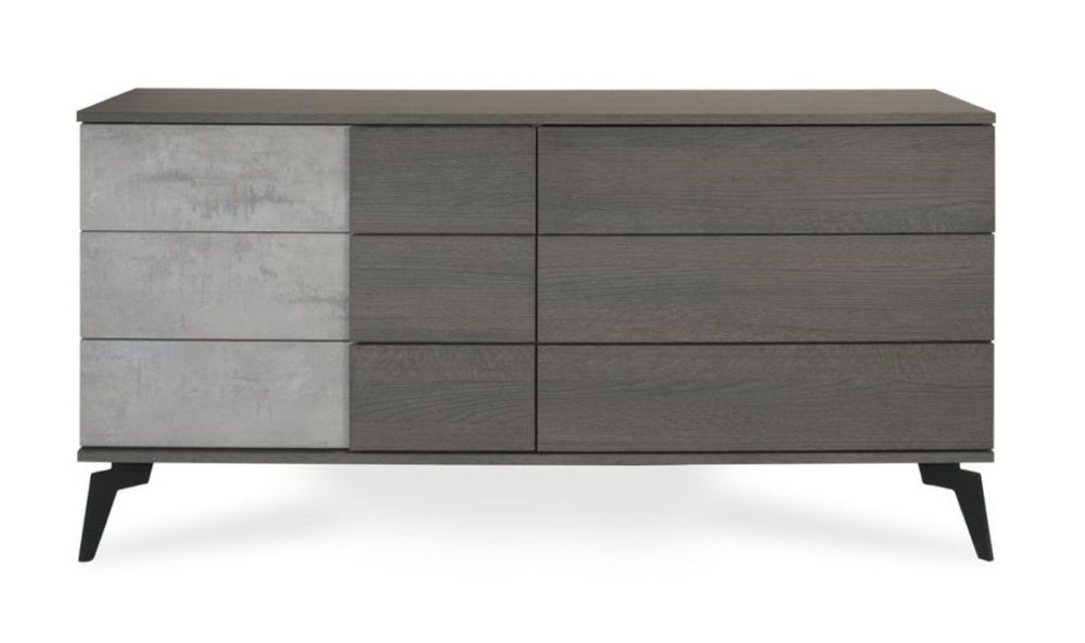 VIG Furniture Palermo Modern Italian Dresser With Faux Concrete Fronts, Matte Grey Cabinet & Soft-Close Drawers VGACPALERMO-DRS