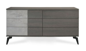 VIG Furniture Palermo Modern Italian Dresser With Faux Concrete Fronts, Matte Grey Cabinet & Soft-Close Drawers VGACPALERMO-DRS