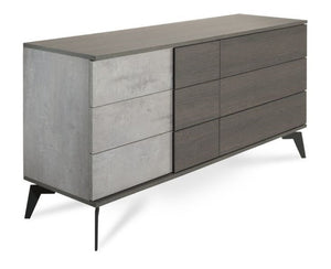 VIG Furniture Palermo Modern Italian Dresser With Faux Concrete Fronts, Matte Grey Cabinet & Soft-Close Drawers VGACPALERMO-DRS