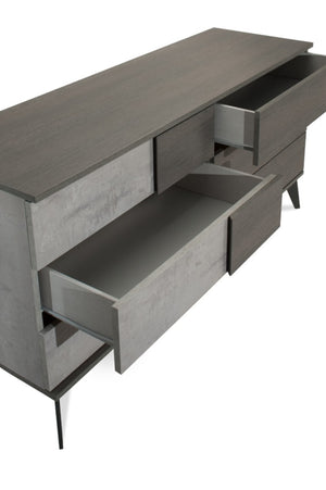 VIG Furniture Palermo Modern Italian Dresser With Faux Concrete Fronts, Matte Grey Cabinet & Soft-Close Drawers VGACPALERMO-DRS