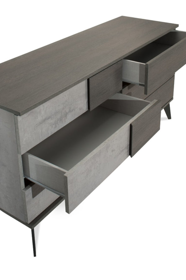 VIG Furniture Palermo Modern Italian Dresser With Faux Concrete Fronts, Matte Grey Cabinet & Soft-Close Drawers VGACPALERMO-DRS