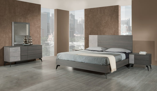 VIG Furniture Palermo Modern Italian Dresser With Faux Concrete Fronts, Matte Grey Cabinet & Soft-Close Drawers VGACPALERMO-DRS