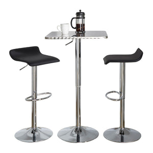 English Elm Squarecontemporary Chrome Metal Bar Set with Black Faux Leather Stools for Kitchen B202S01471