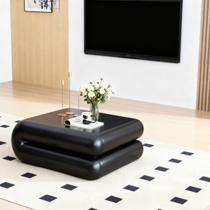 English Elm New Sculptural Fiberglass Coffee Table Low Profile Square Geometric Living Room Accent Black W2085P374161