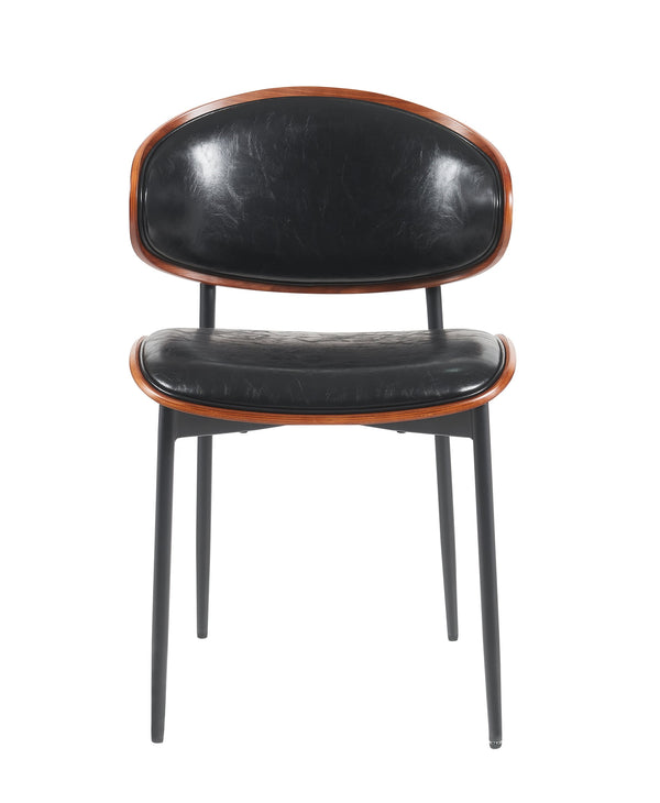 English Elm Mid-Century Dining Chairs Set Of 2 – Stylish Bentwood & Pu Leather, Matte Metal Legs, Easy Assembly! N842P290053B