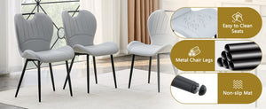 English Elm Set of 4 Olive Fabric Dining Chairs Ergonomic Cushion Black Steel Frame Modern Black,Light Gray W1151P454884