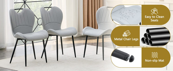 English Elm Set of 4 Olive Fabric Dining Chairs Ergonomic Cushion Black Steel Frame Modern Black,Light Gray W1151P454884
