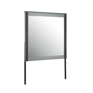 English Elm Lorenzo Sleek Silver Mirror with Glittered Detailing, Large Scale Solid Wood Frame, Dresser-Ready B201P299018