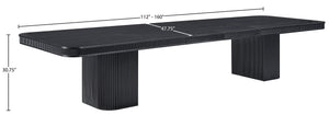 Meridian Furniture Mohari Oak Veneer Dining Table with Fluted Art Deco Base and Sculptural Design for Modern Black 747Black-T