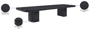 Meridian Furniture Mohari Oak Veneer Dining Table with Fluted Art Deco Base and Sculptural Design for Modern Black 747Black-T