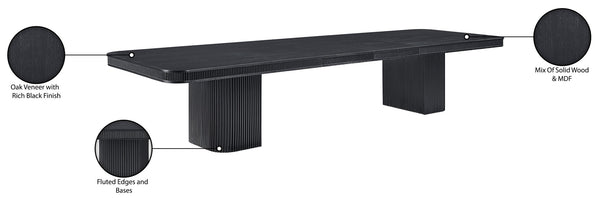 Meridian Furniture Mohari Oak Veneer Dining Table with Fluted Art Deco Base and Sculptural Design for Modern Black 747Black-T