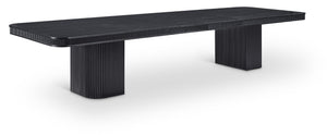 Meridian Furniture Mohari Oak Veneer Dining Table with Fluted Art Deco Base and Sculptural Design for Modern Black 747Black-T