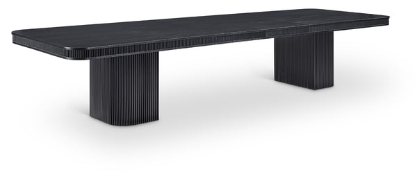 Meridian Furniture Mohari Oak Veneer Dining Table with Fluted Art Deco Base and Sculptural Design for Modern Black 747Black-T