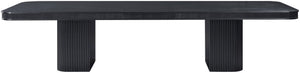 Meridian Furniture Mohari Oak Veneer Dining Table with Fluted Art Deco Base and Sculptural Design for Modern Black 747Black-T
