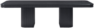 Meridian Furniture Mohari Oak Veneer Dining Table with Fluted Art Deco Base and Sculptural Design for Modern Black 747Black-T