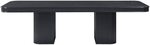Meridian Furniture Mohari Oak Veneer Dining Table with Fluted Art Deco Base and Sculptural Design for Modern Black 747Black-T