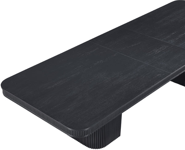 Meridian Furniture Mohari Oak Veneer Dining Table with Fluted Art Deco Base and Sculptural Design for Modern Black 747Black-T